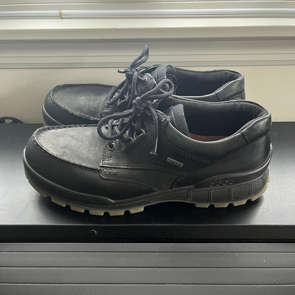 Ecco Track 25 Gore-Tex Walking Hiking Shoes Black Leather Men's EU 44 US 10-10.5